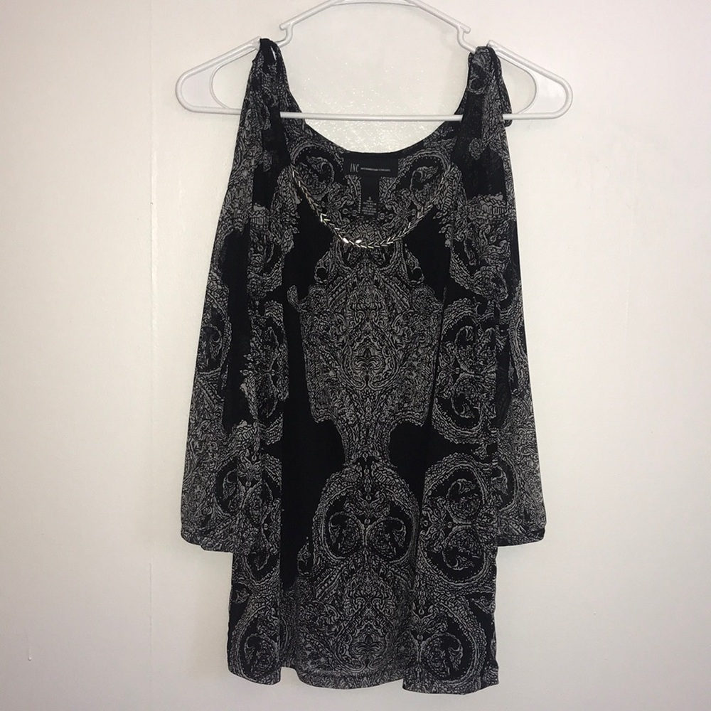 INC International Concepts Black & White Blouse